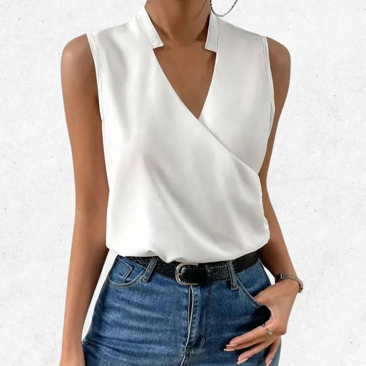 Julia™ – Klassieke Mouwloze Blouse met V-hals (1+1 GRATIS)