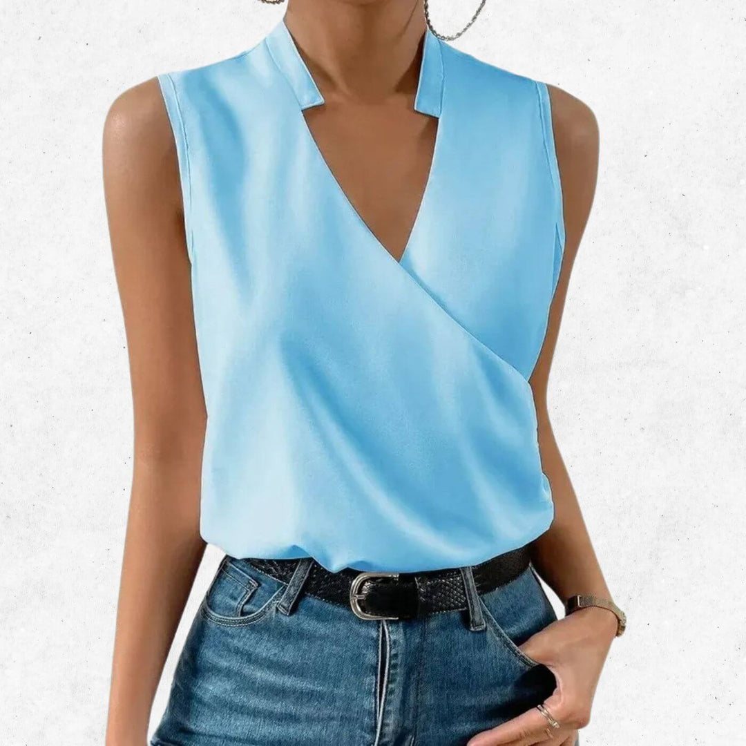 Julia™ – Klassieke Mouwloze Blouse met V-hals (1+1 GRATIS)