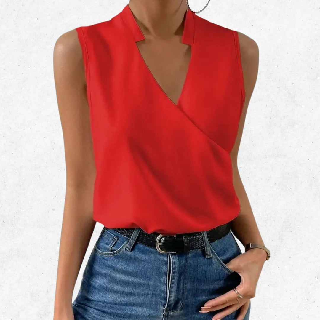 Julia™ – Klassieke Mouwloze Blouse met V-hals (1+1 GRATIS)