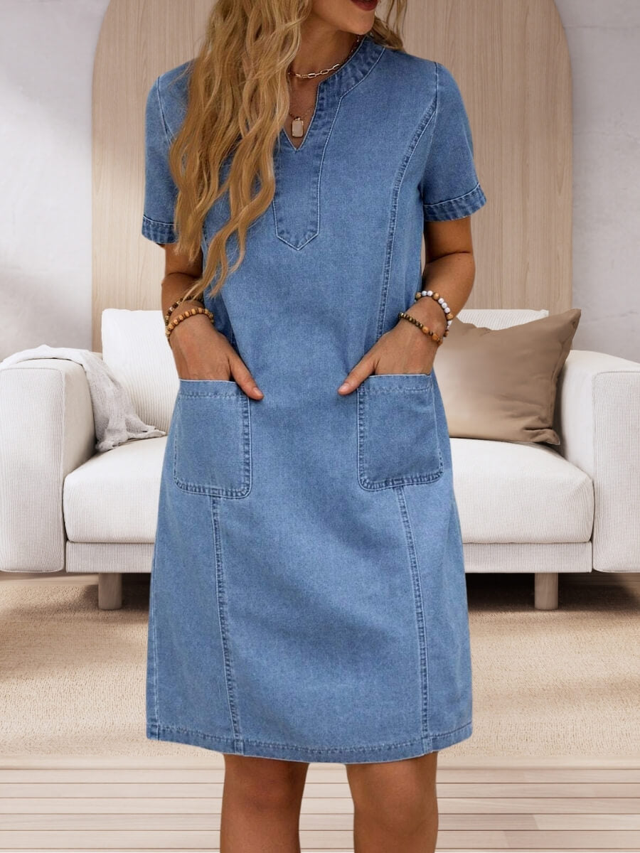 Lieke™  – Zomerse Spijkerjurk met V-hals