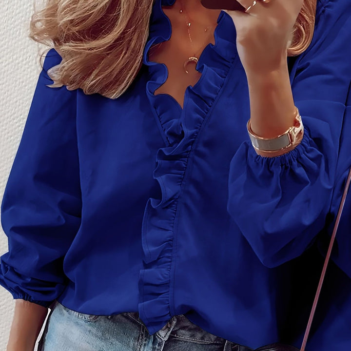 Roos™ – Elegante Blouse met Ruches en V-Hals