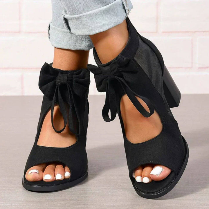 Veerle™ - Chunky Hakken Orthopedische Sandalen met Strikdetail